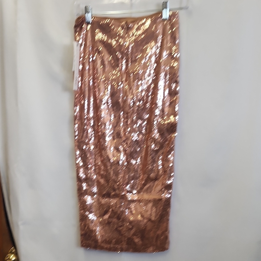 INC International Concepts Gold Sequin Midi Pencil Skirt - Picture 6 of 6